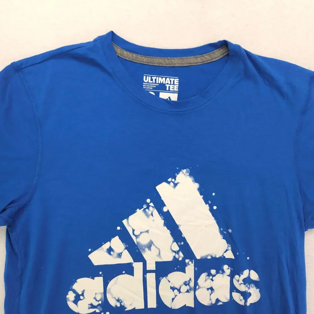 Adidas Casual Crew Neck Short Sleeve Graphic T Shirt Mens Size Small S Blue